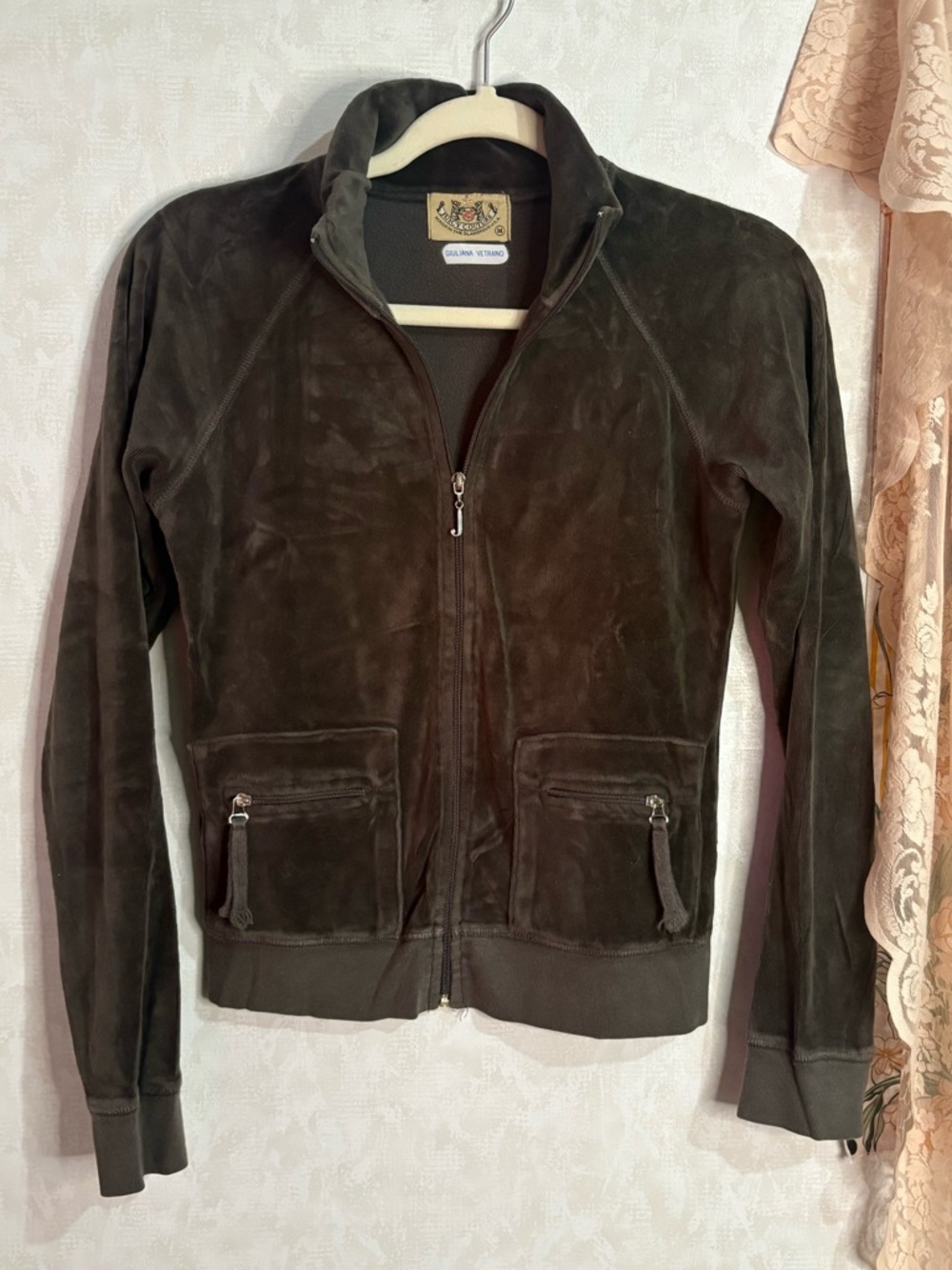 Authentic Y2K Juicy Couture Velour Jacket with Front Zipper Pockets
